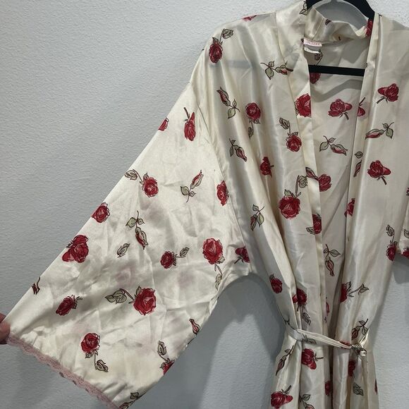 Vtg CRUZ NATORI FLORAL KIMONO SLEEVES LOUNGER HOUSE ROBE Roses Sz Xl Loungewear - Picture 3 of 8